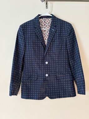 Ted Baker Navy Blue Patterned Men's Sport Coat